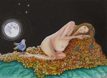 Painting titled "Sleeping" by Claúdia Barradas, Original Artwork