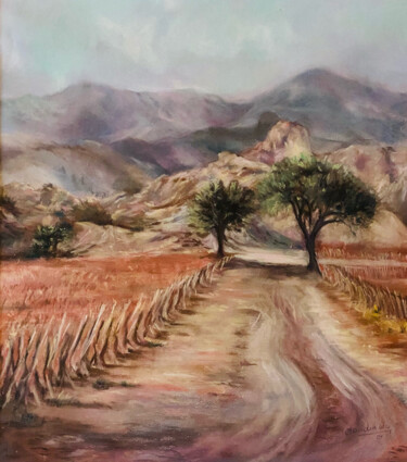 Pittura intitolato "Caminos de los vinos" da Claudia Beatriz Diz, Opera d'arte originale, Olio