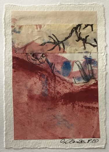 Collages titled "Barbed wire on left" by Claudia Clauss, Original Artwork, Acrylic Mounted on Glass