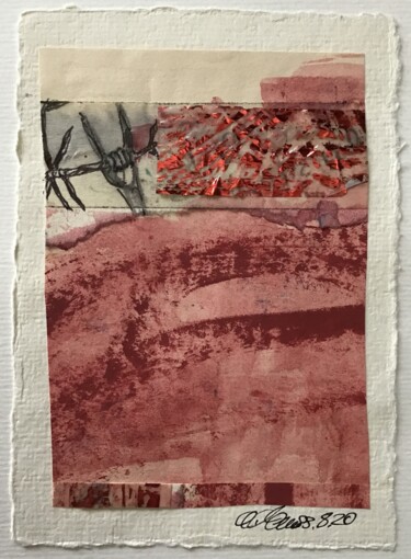 Κολάζ με τίτλο "Barbed wire on right" από Claudia Clauss, Αυθεντικά έργα τέχνης, Ακρυλικό Τοποθετήθηκε στο Ποτήρι