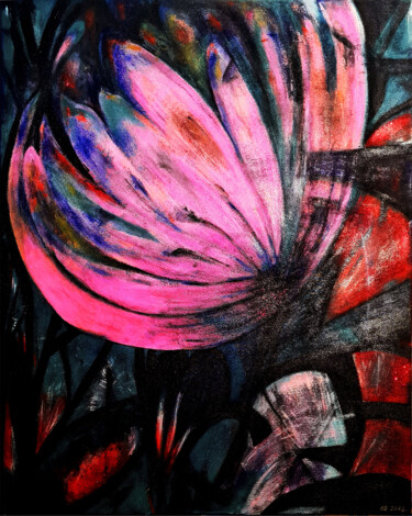 Malerei mit dem Titel "" Tulipe Sauvage 2"" von Claudia De La Hoz, Original-Kunstwerk, Acryl Auf Keilrahmen aus Holz montiert