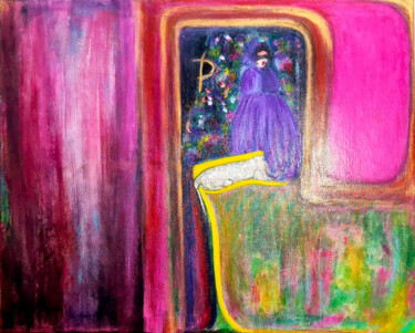 Картина под названием "" Jeune femme et Ja…" - Claudia De La Hoz, Подлинное произведение искусства, Акрил Установлен на Дере…