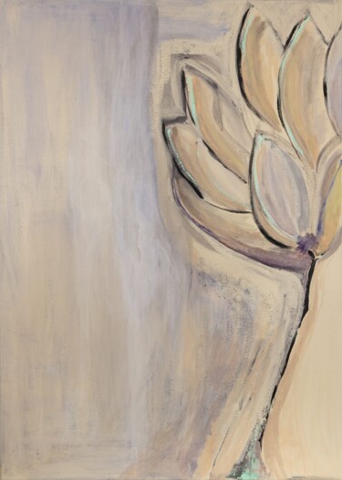 Painting titled ""Magnolia"" by Claudia De La Hoz, Original Artwork, Acrylic Mounted on Wood Stretcher frame