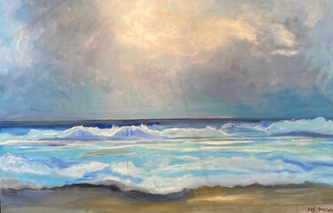 Painting titled "La mer par temps gr…" by Claudia Feldman, Original Artwork, Oil
