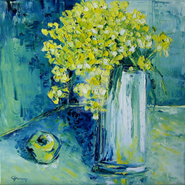 Painting titled ""Still life with gr…" by Claudia Hansen, Original Artwork, Oil