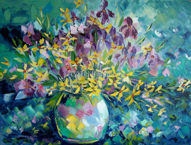 Painting titled ""Splendour of flowe…" by Claudia Hansen, Original Artwork, Oil