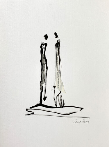Dessin intitulée "people IV" par Claudia König, Œuvre d'art originale, Encre