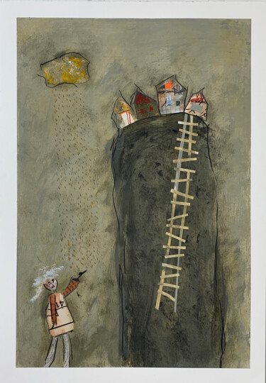 Schilderij getiteld "Die Wolke" door Claudia König, Origineel Kunstwerk, Acryl