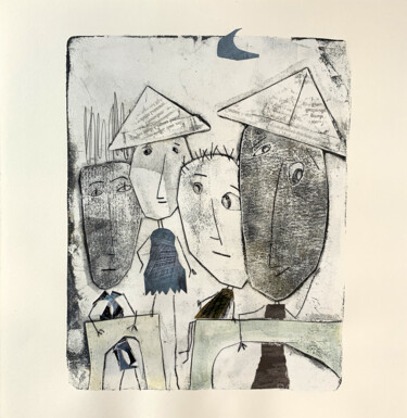 Printmaking titled "society travel III" by Claudia König (koenigsfigurine), Original Artwork, Monotype