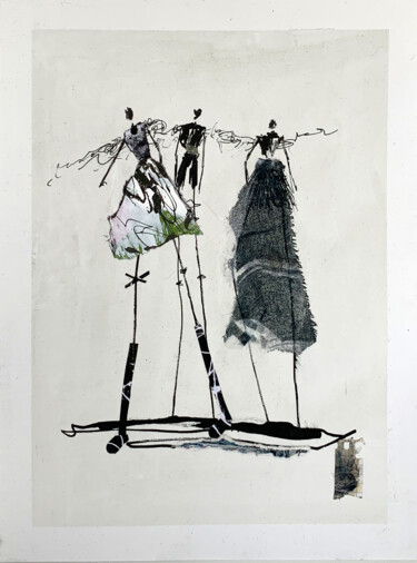 Desenho intitulada "people in the wind" por Claudia König, Obras de arte originais, Tinta