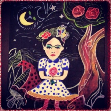 Peinture intitulée "Frida Kahlo" par Cláudia Leite, Œuvre d'art originale, Huile