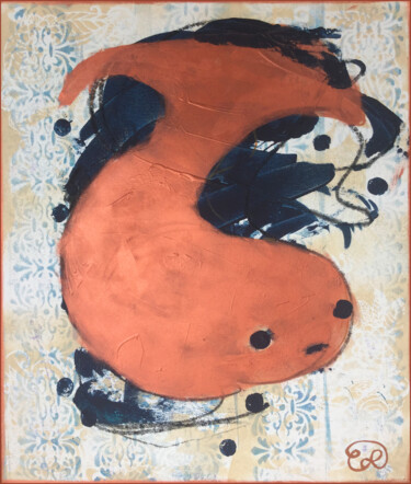 Peinture intitulée "Copper Fish 1" par Claudia Letulé, Œuvre d'art originale, Acrylique