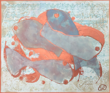 Painting titled "Copper Fish" by Claudia Letulé, Original Artwork, Acrylic