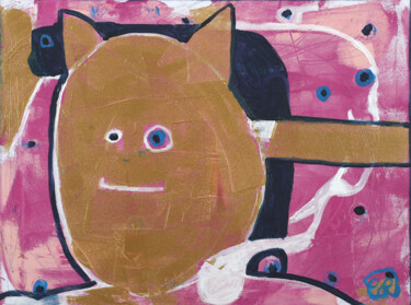 Peinture intitulée "Catman + team" par Claudia Letulé, Œuvre d'art originale, Acrylique