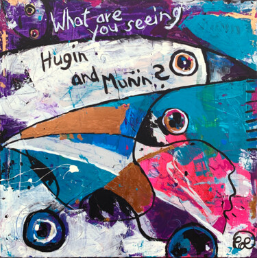 Pittura intitolato "Hugin+Munin" da Claudia Letulé, Opera d'arte originale, Acrilico
