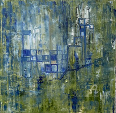 Malerei mit dem Titel "Stadt" von Claudia Maria Ulrich, Original-Kunstwerk, Öl