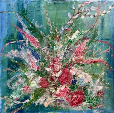 Malerei mit dem Titel "Wilder Blumenstrauß" von Claudia Maria Ulrich, Original-Kunstwerk, Öl