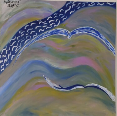 Peinture intitulée "Survol au dessus du…" par Claudia Moro, Œuvre d'art originale, Acrylique