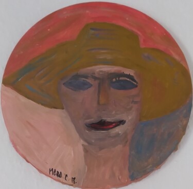 Pintura intitulada "Homme en chapeau de…" por Claudia Moro, Obras de arte originais, Acrílico