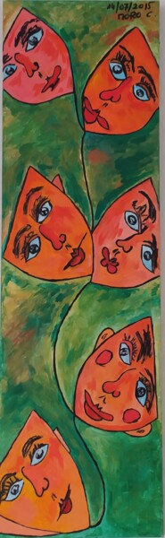 Malerei mit dem Titel "Les masques" von Claudia Moro, Original-Kunstwerk, Acryl