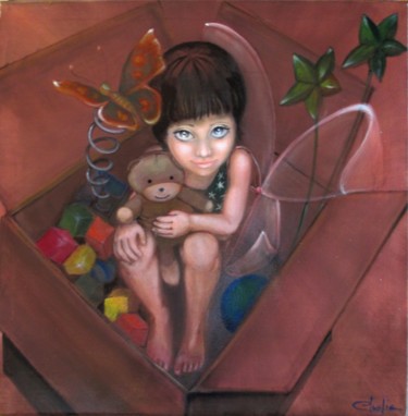 Картина под названием "La Scatola dei Gioc…" - Claudia Pellegrini, Подлинное произведение искусства, Акрил