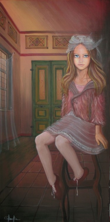 Painting titled "La Bambina sullo Sg…" by Claudia Pellegrini, Original Artwork, Acrylic