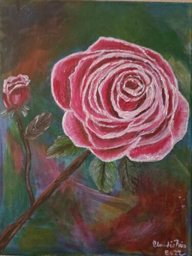 Painting titled "Rosa" by Claudia Regina Reis, Original Artwork, Acrylic