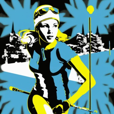 Painting titled "NORDIC SKIING IN SW…" by Claudia Sauter (Poptonicart), Original Artwork, Digital Painting