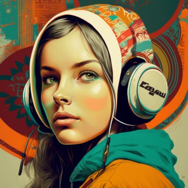 Arts numériques intitulée "MUSIC GIRL" par Claudia Sauter (Poptonicart), Œuvre d'art originale, Peinture numérique