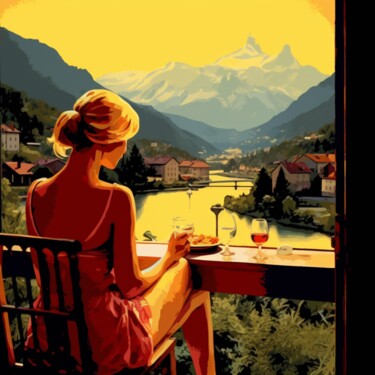 Painting titled "SUMMER NIGHTS IN SW…" by Claudia Sauter (Poptonicart), Original Artwork, Digital Painting