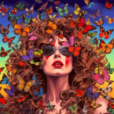 Painting titled "BUTTERFLY 222" by Claudia Sauter (Poptonicart), Original Artwork, Digital Painting