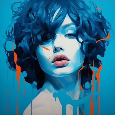 Digital Arts titled "BLUE 2" by Claudia Sauter (Poptonicart), Original Artwork, Digital Painting