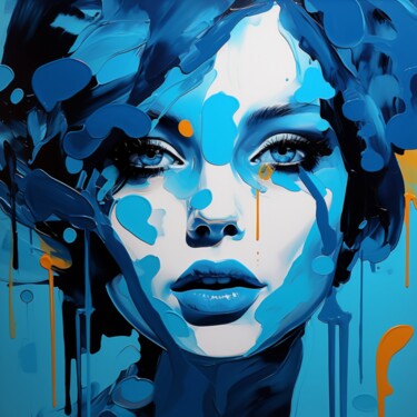 Digitale Kunst mit dem Titel "BLUE 4" von Claudia Sauter (Poptonicart), Original-Kunstwerk, Digitale Collage