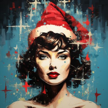Arte digitale intitolato "Christmas Woman" da Claudia Sauter (Poptonicart), Opera d'arte originale, Collage digitale