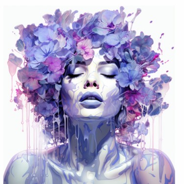 Painting titled "LAVENDER WOMAN" by Claudia Sauter (Poptonicart), Original Artwork, Digital Collage