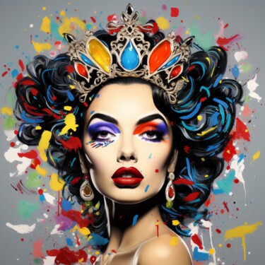 Digital Arts titled "QUEEN OF THE DAY" by Claudia Sauter (Poptonicart), Original Artwork, Digital Collage