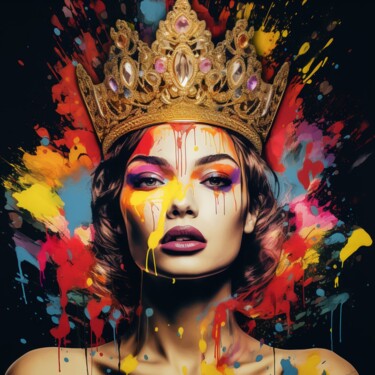 Painting titled "QUEEN OF THE DAY 2" by Claudia Sauter (Poptonicart), Original Artwork, Digital Collage