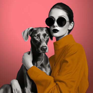 Obrazy i ryciny zatytułowany „MY DOG AND I” autorstwa Claudia Sauter (Poptonicart), Oryginalna praca, Kolaż cyfrowy