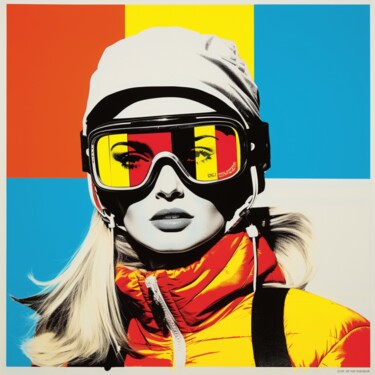 Painting titled "NOËLLE - SKIER" by Claudia Sauter (Poptonicart), Original Artwork, Digital Collage