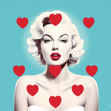 Картина под названием "LOVE HEART" - Claudia Sauter (Poptonicart), Подлинное произведение искусства, Цифровой коллаж