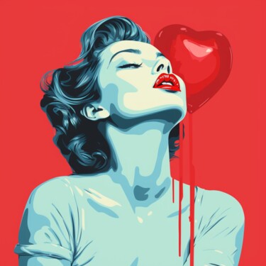 Malerei mit dem Titel "KISSES OF LOVE" von Claudia Sauter (Poptonicart), Original-Kunstwerk, Digitale Collage