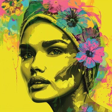 Painting titled "YELLOW BLOSSOM PORT…" by Claudia Sauter (Poptonicart), Original Artwork, Digital Collage