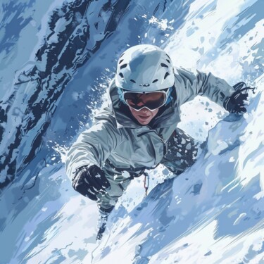 Painting titled "SNOWY ASCENT" by Claudia Sauter (Poptonicart), Original Artwork, Digital Collage