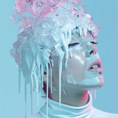 Картина под названием "WHITE ICE WOMAN" - Claudia Sauter (Poptonicart), Подлинное произведение искусства, Цифровой коллаж