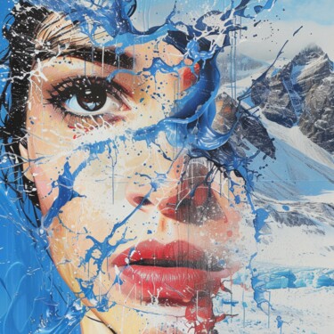 Картина под названием "MOUNTAIN SPLASH" - Claudia Sauter (Poptonicart), Подлинное произведение искусства, Цифровой коллаж