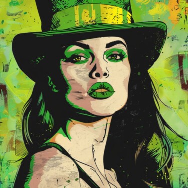 Painting titled "Emerald Elegance: A…" by Claudia Sauter (Poptonicart), Original Artwork, Digital Collage