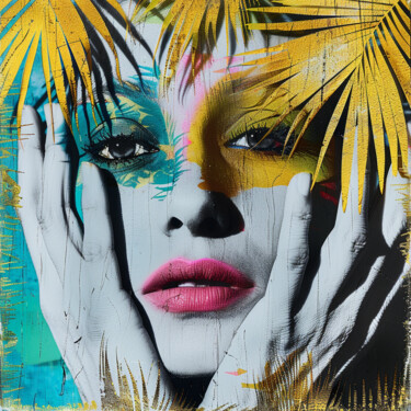 Painting titled "FANCY PALM" by Claudia Sauter (Poptonicart), Original Artwork, Digital Collage