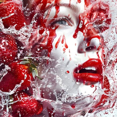 Painting titled "STRAWBERRY SWEET" by Claudia Sauter (Poptonicart), Original Artwork, Digital Collage