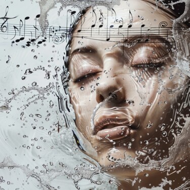 Painting titled "WHITE WATER MUSIC S…" by Claudia Sauter (Poptonicart), Original Artwork, Digital Collage
