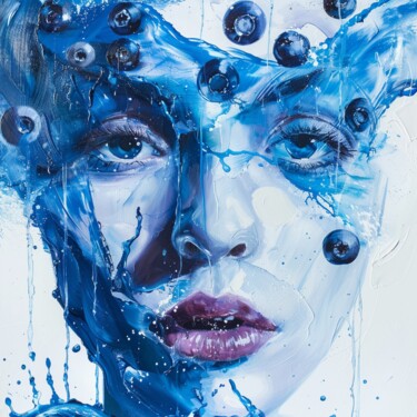 Malarstwo zatytułowany „BLUEBERRY SPLASH” autorstwa Claudia Sauter (Poptonicart), Oryginalna praca, Kolaż cyfrowy
